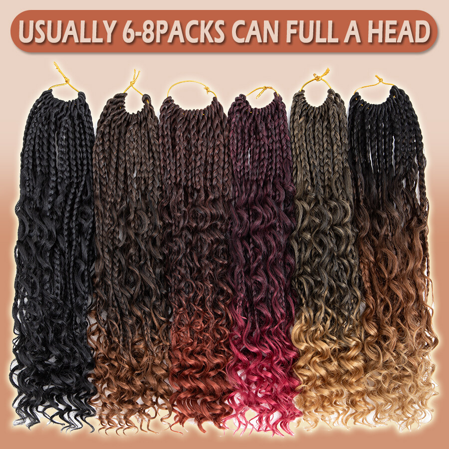 Goddess Bohemian Box Braids Boho Curly Crochet Hair Braiding Hair Extension US