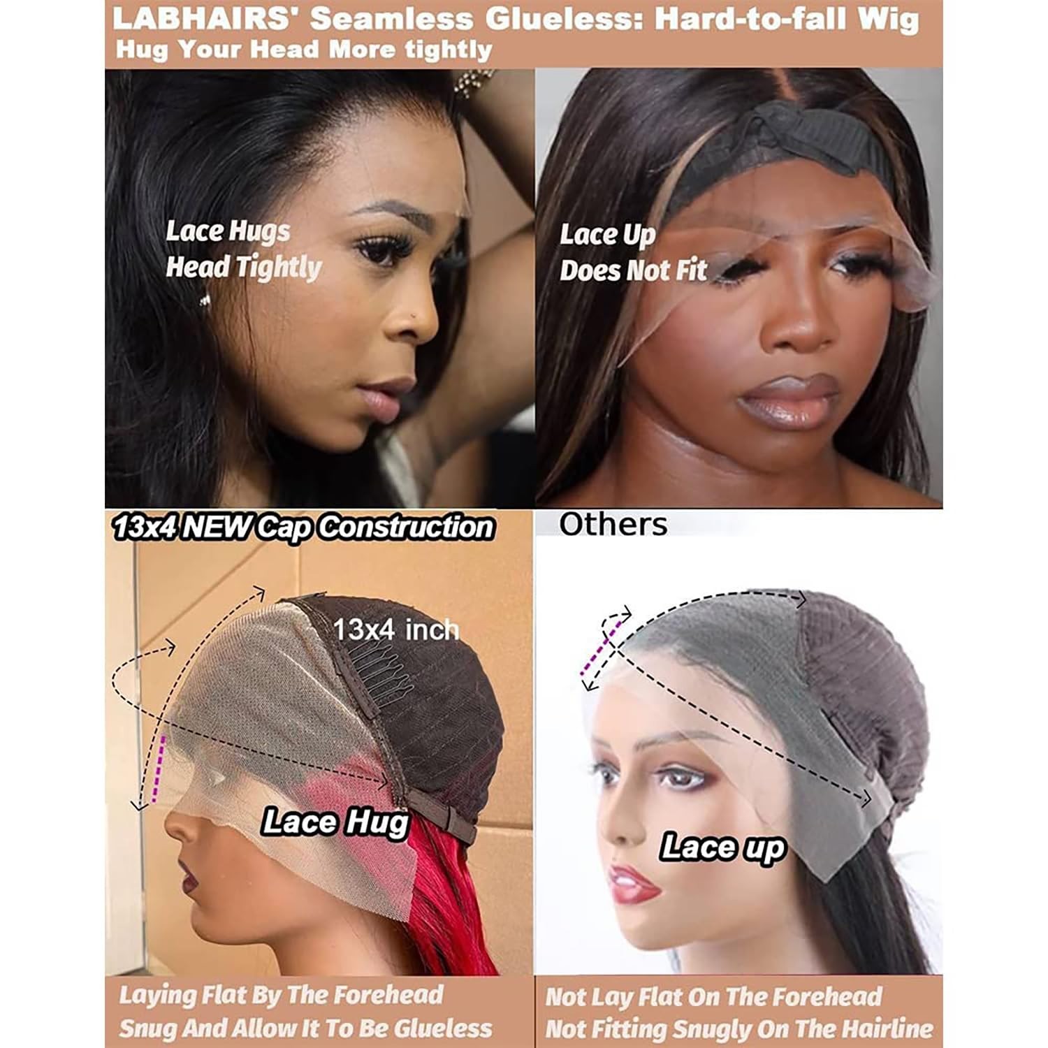 LAB HAIRS 14 Inch Skunk Stripe Wig 13×4 Transparent Lace Front Wigs… Fast Ship