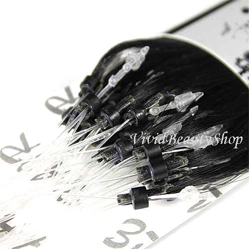 25 Micro Loop Ring Beads I Tip Indian Remy Human Hair Extensions Black #1 0.8g