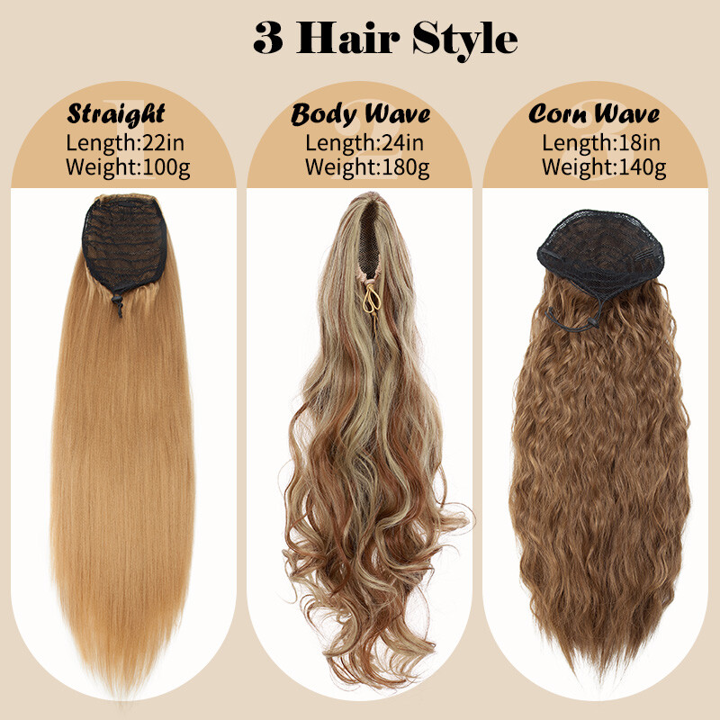 18in Thick Drawstring Ponytail Clip In Hair Extension Pony Tail Real As Human