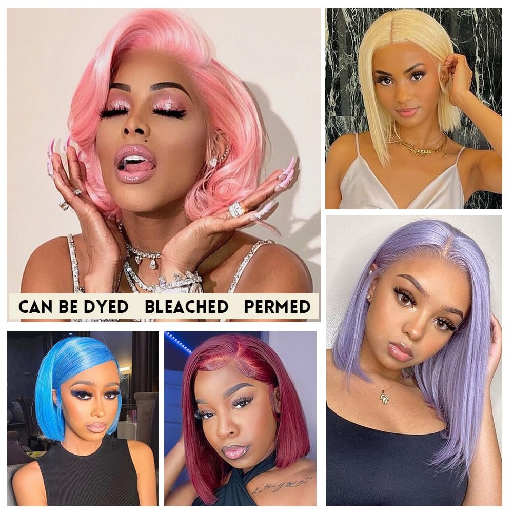 Hoscod 613 Bob Wig Human Hair 4×4 Glueless Straight Bob Wigs Wear And Go Glueles