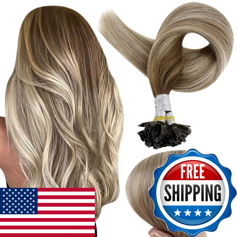 Full Shine U Tip Hair Extensions Real Human Hair 18 Inch Ktip Human Hair