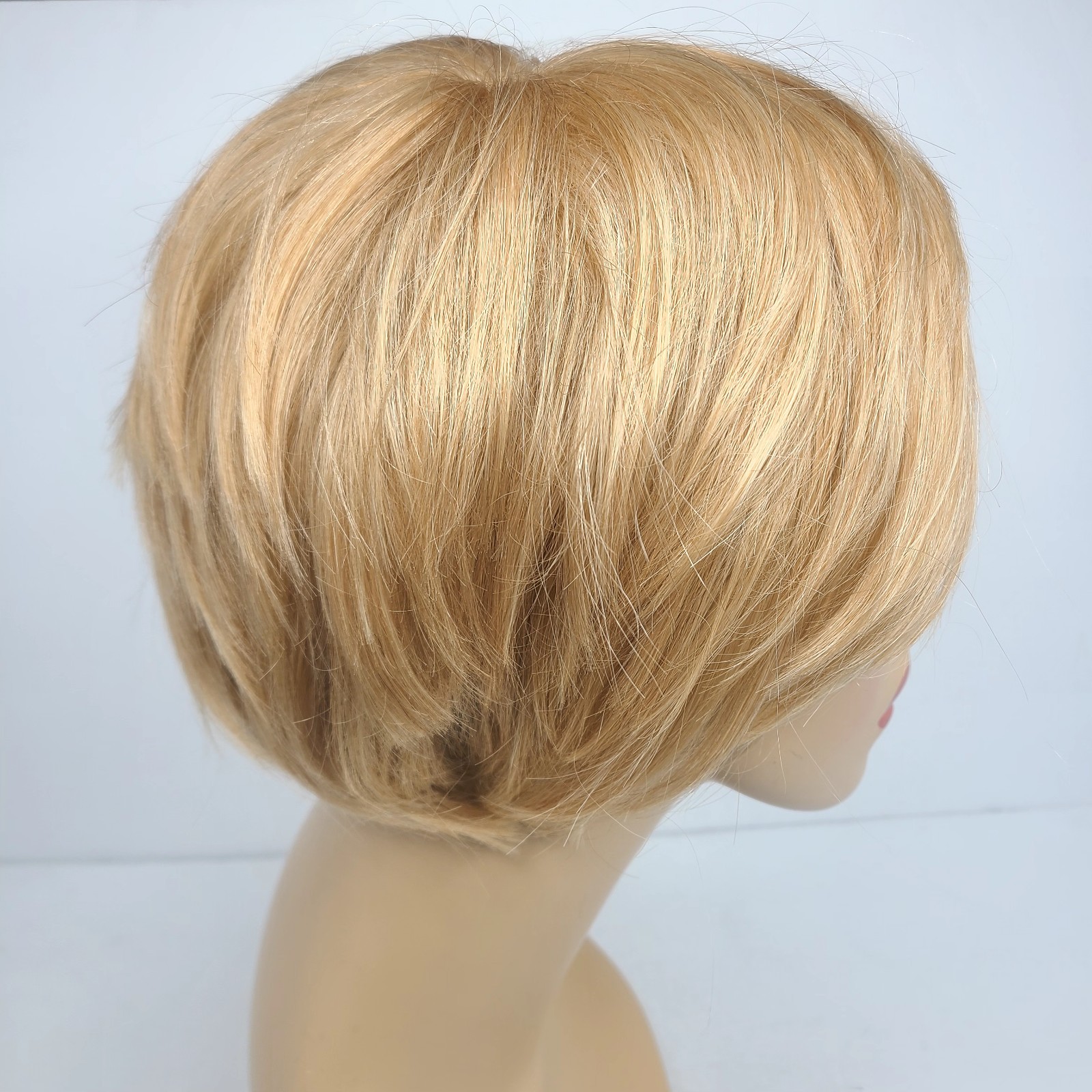 Human Hair Wig Blonde Pixie Cut Capless Mono Top Clip In Breathable Wefted Back