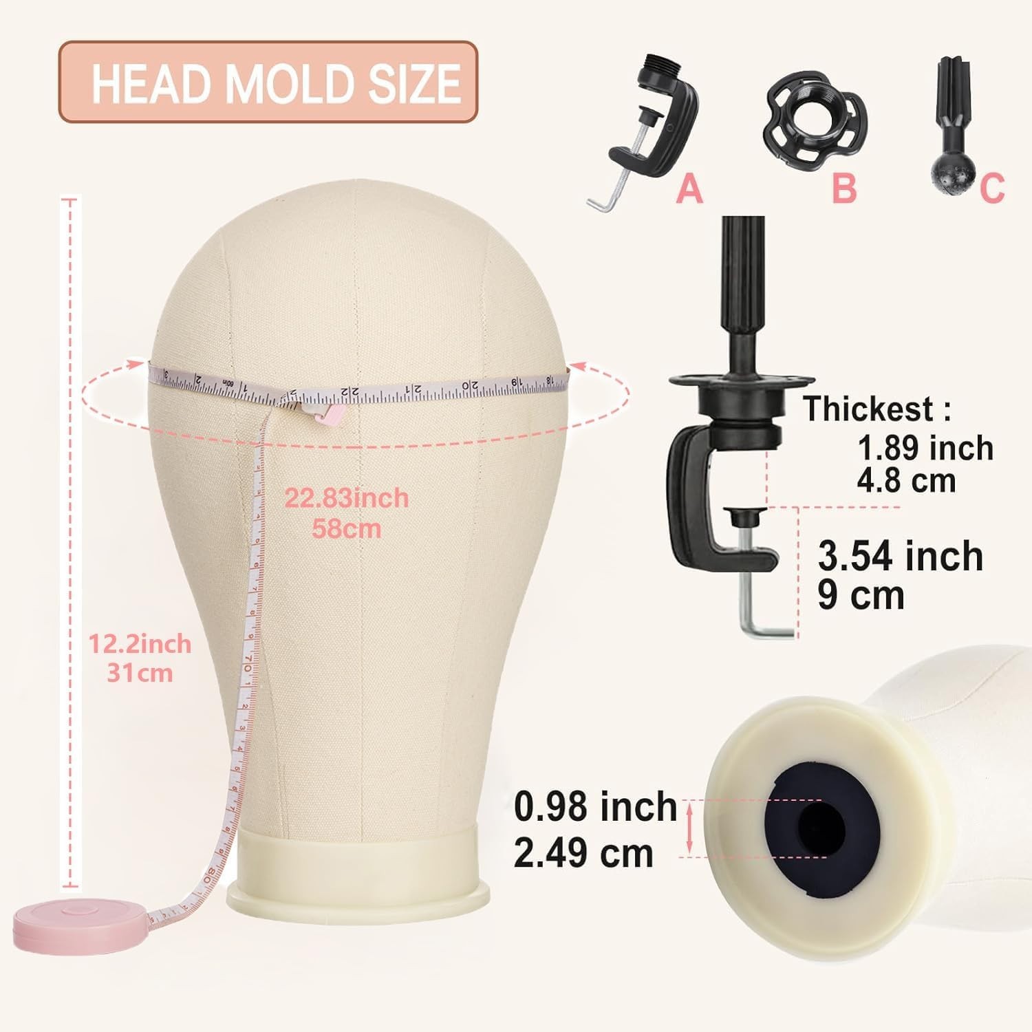 23″ Canvas Block Head with 47″ Stand