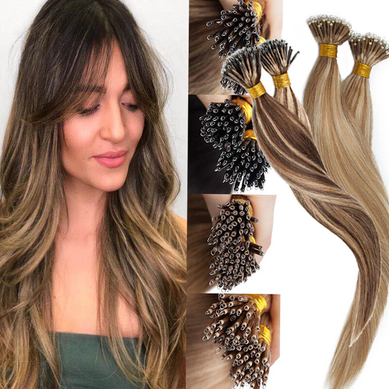 Real Thick Nano Ring 100% Real Remy Human Hair Extensions Micro Loop Beads Ombre