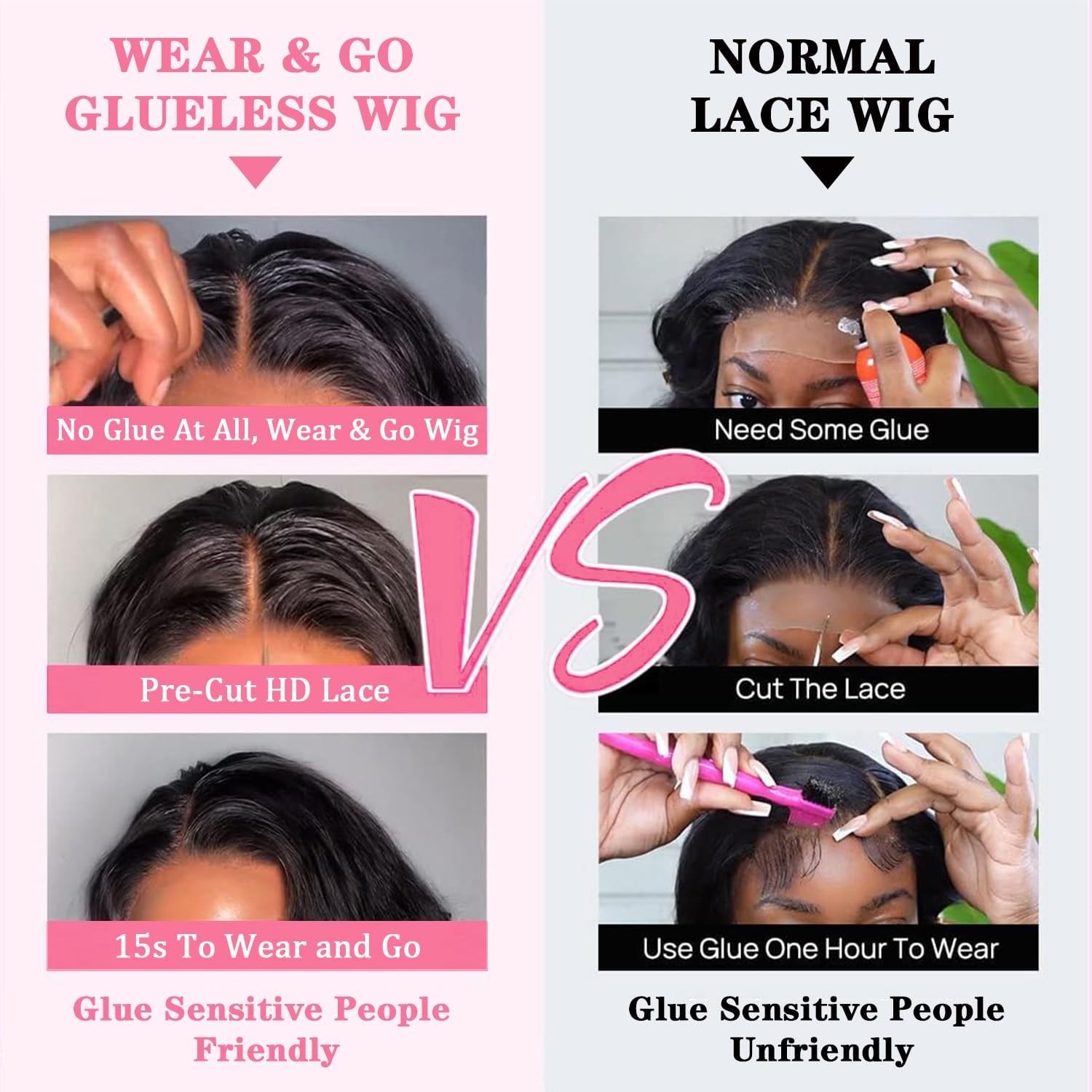 Glueless Wigs Human Hair Pre Plucked Pre Cut 4×4 HD Lace Closure Wigs Body Wave