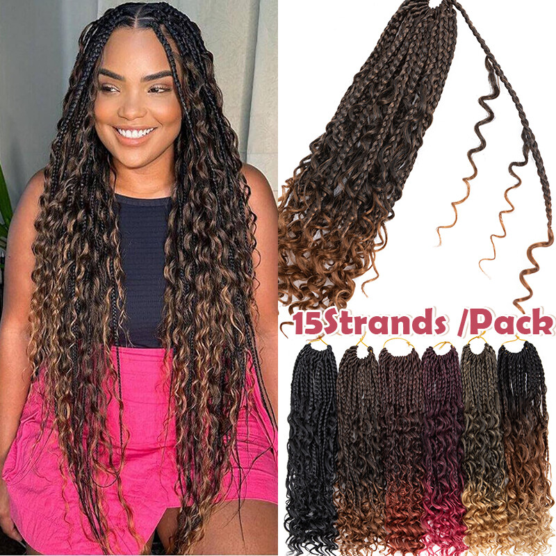 Boho Crochet Braids As Human Hair Curls Pre-looped Goddess Braid Wavy Extension