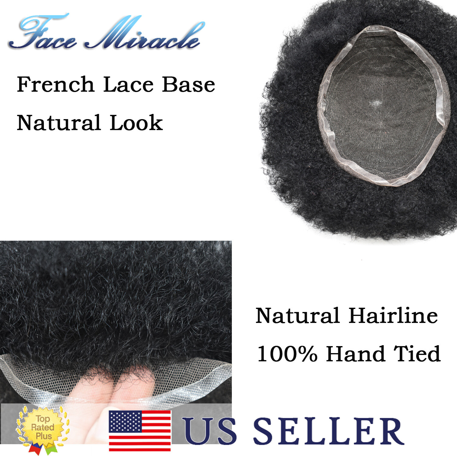 Afro Curl Toupee for Black Men All Lace Kinky Curly Hairpiece Human Hair System