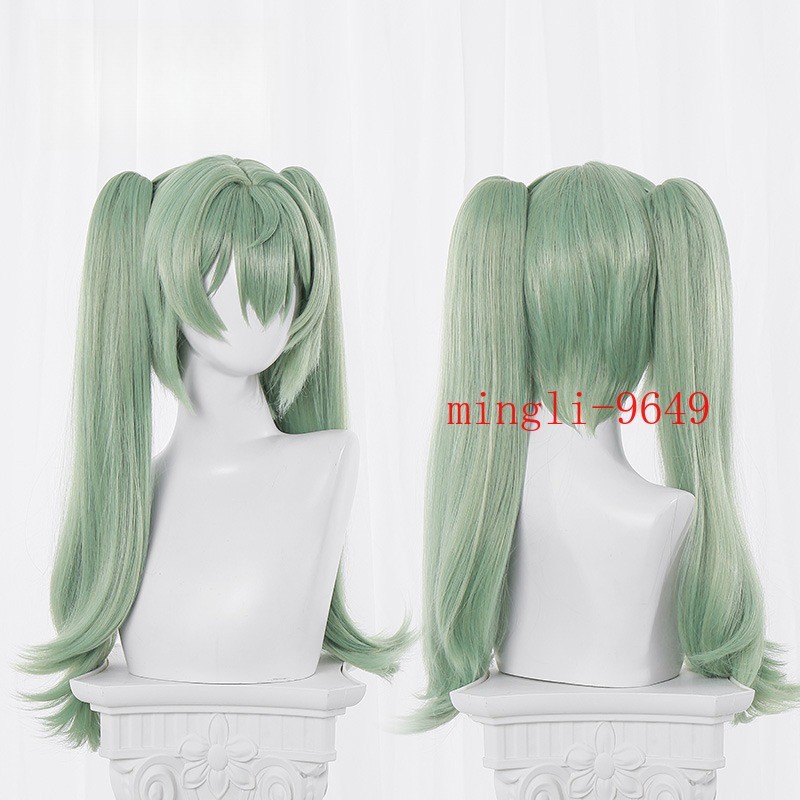 Zenless Zone Zero Corin Wickes Wig Green Long Hair Hairpiece Prop Dual Horsetail