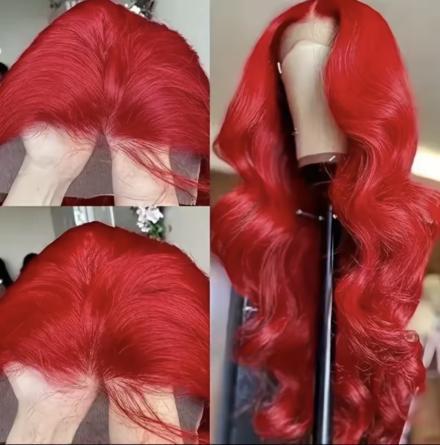 Mystique Lace Front Body Wave Wig for Women Red Wavy Free-Part Synthetic Hair