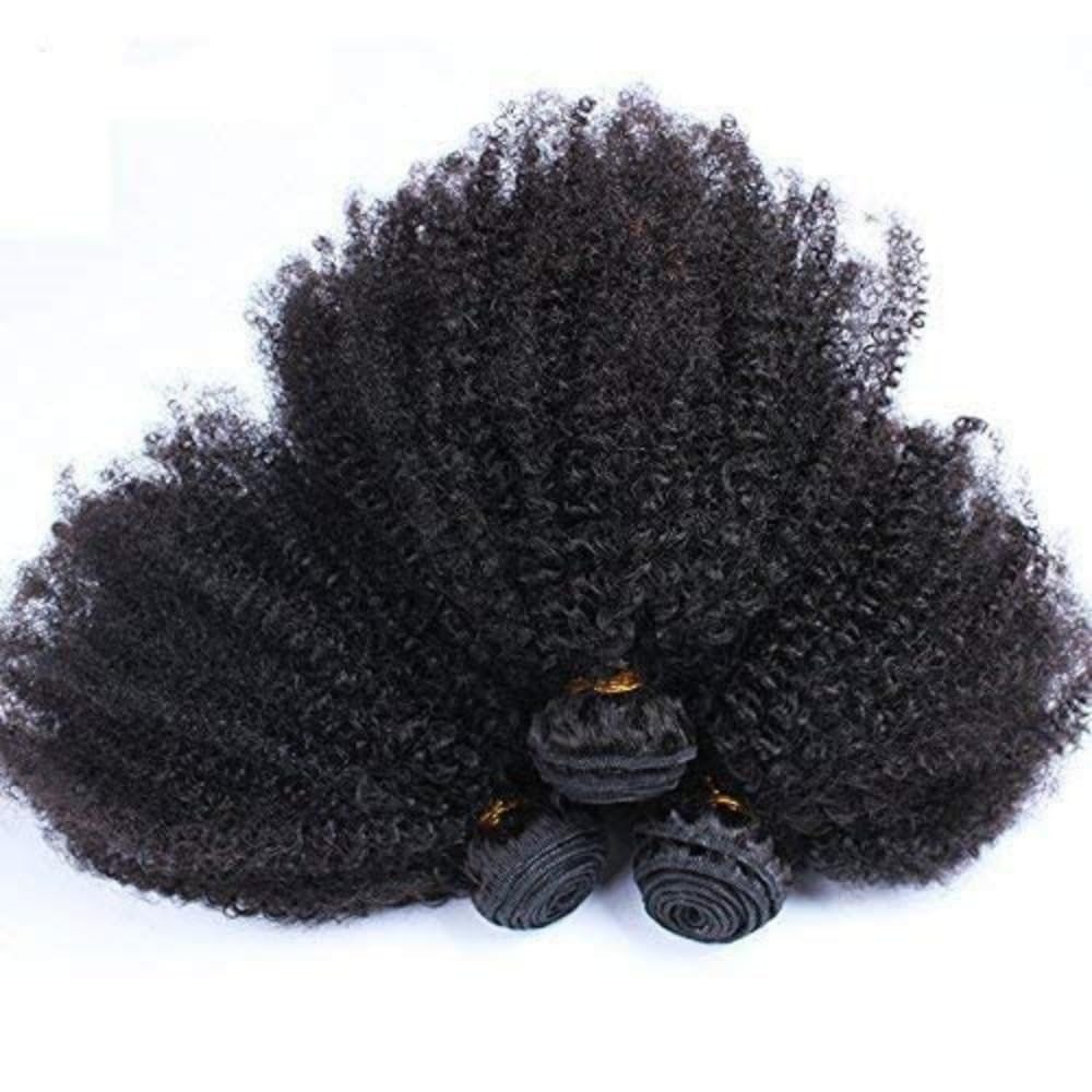 Feibin Mongolian Afro Kinky Curly Bundles Human Hair Bundles 10 12 14 Inches 4B