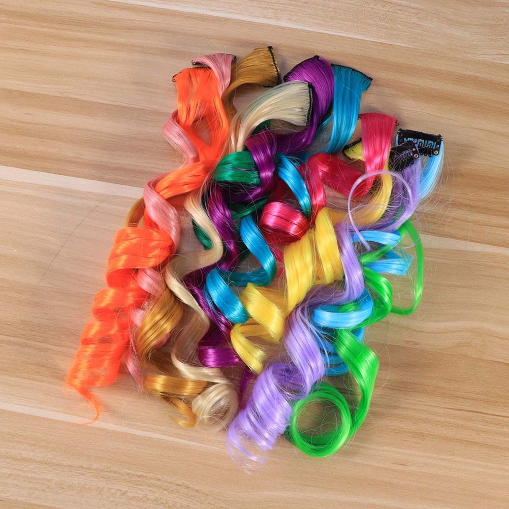 12Pcs Clip on Girl Hair Extensions Durable Colored Hair Pieces for Daily Wear