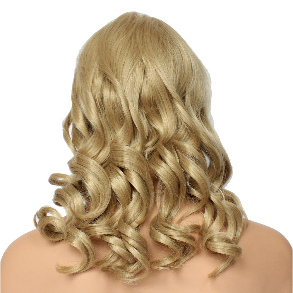 Classic Cap women Synthetic curly wavy Long Blonde full wig HengFeng MLW27