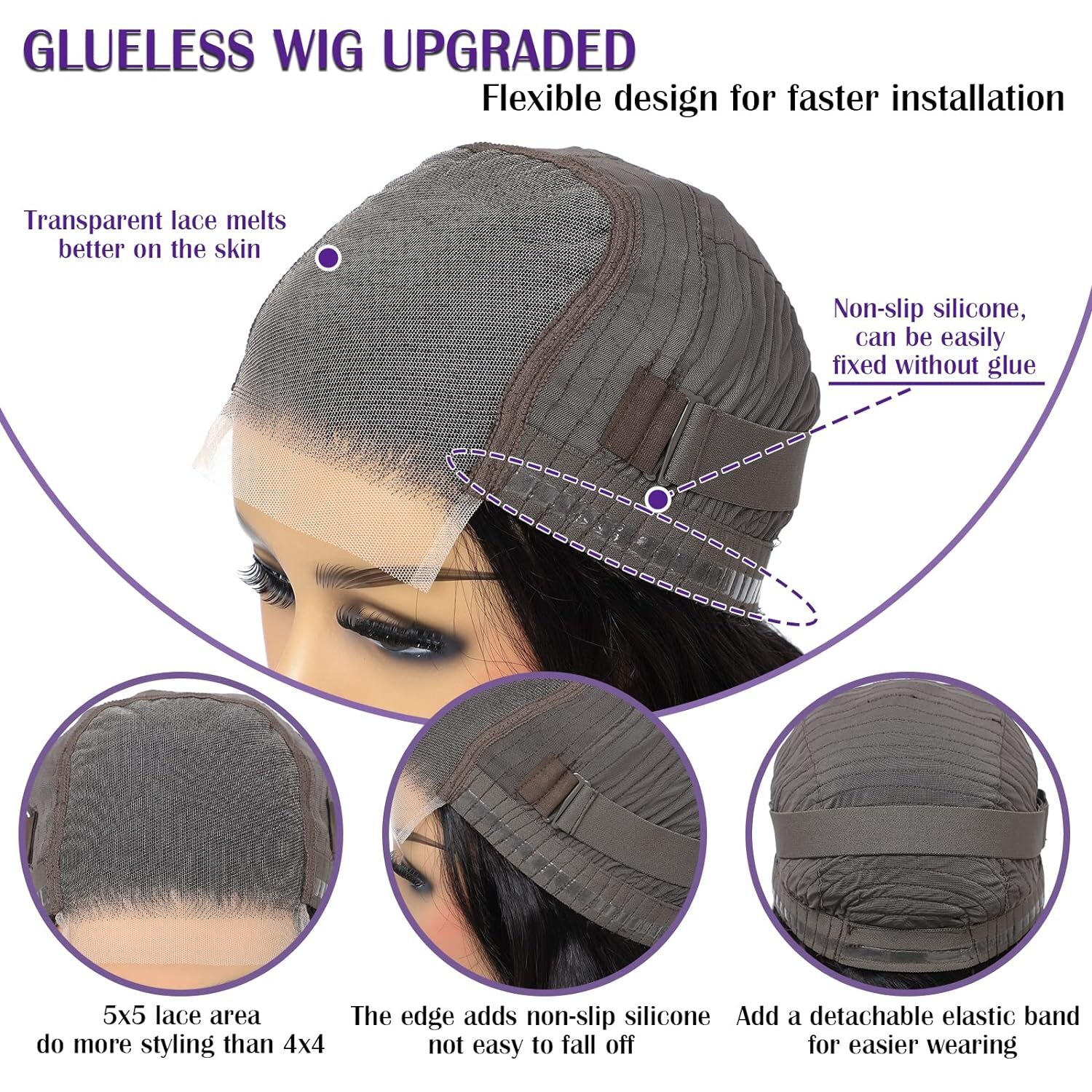 Wear Go Glueless Wig Pre-Cut 5*5 HD Lace unprocessed Human Hair Black Body Wave