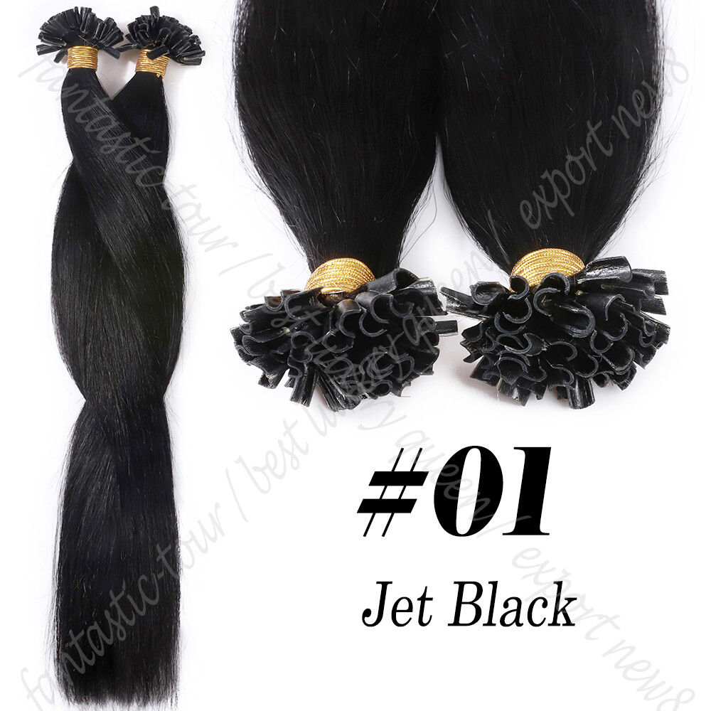 100g Thick Keratin Nail U Tip Real Human Hair Extensions Bonded Full Head Fusion