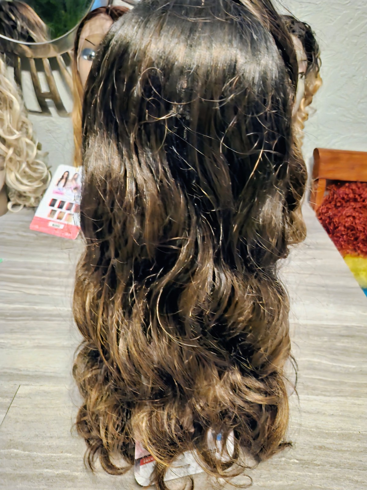56-Long Wavy Half Up Down Ponytail Updo Style 360 Lace Front Wig 1B/30 HD*