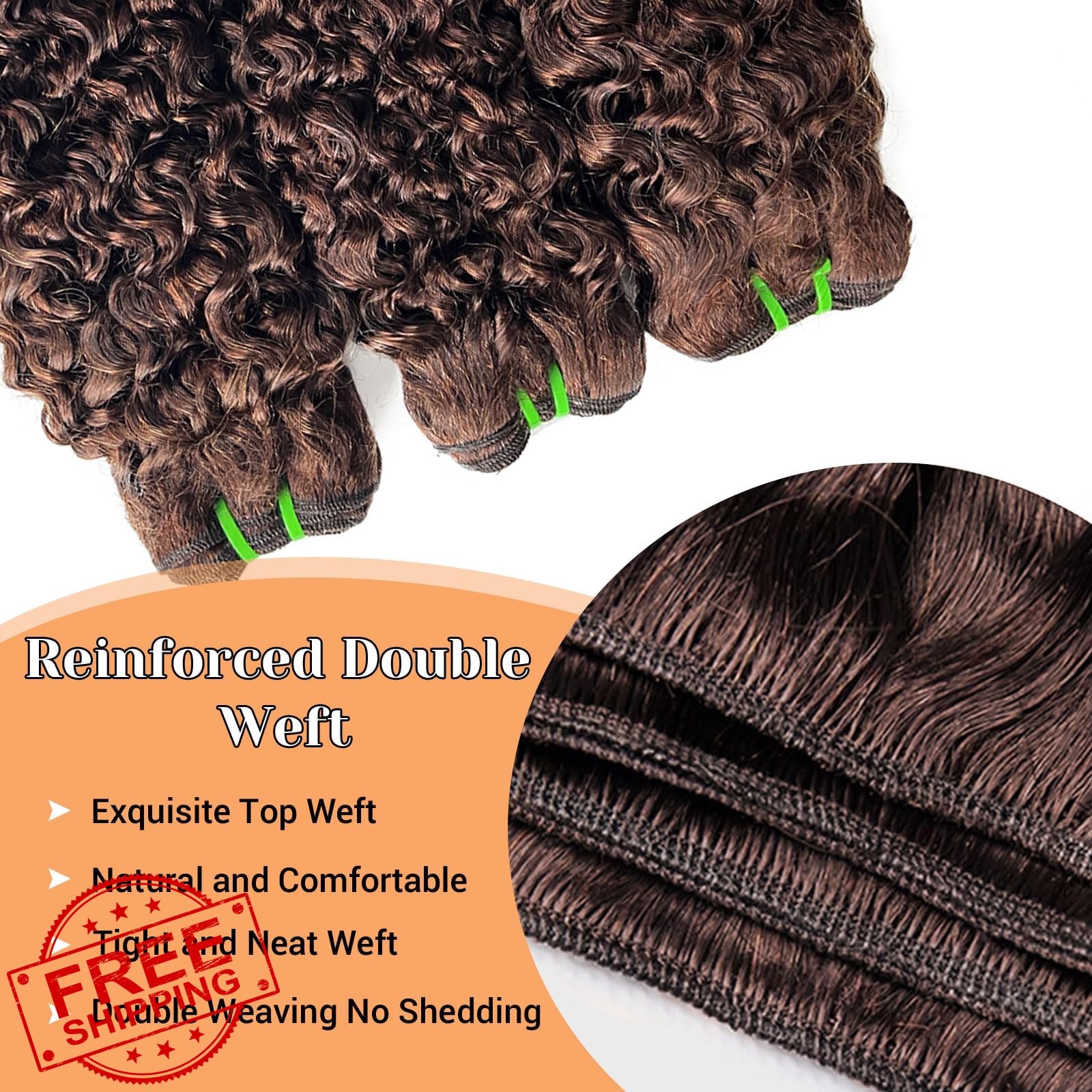 MOOTAFUL Brown Curly Bundles 14 16 18 Inch
