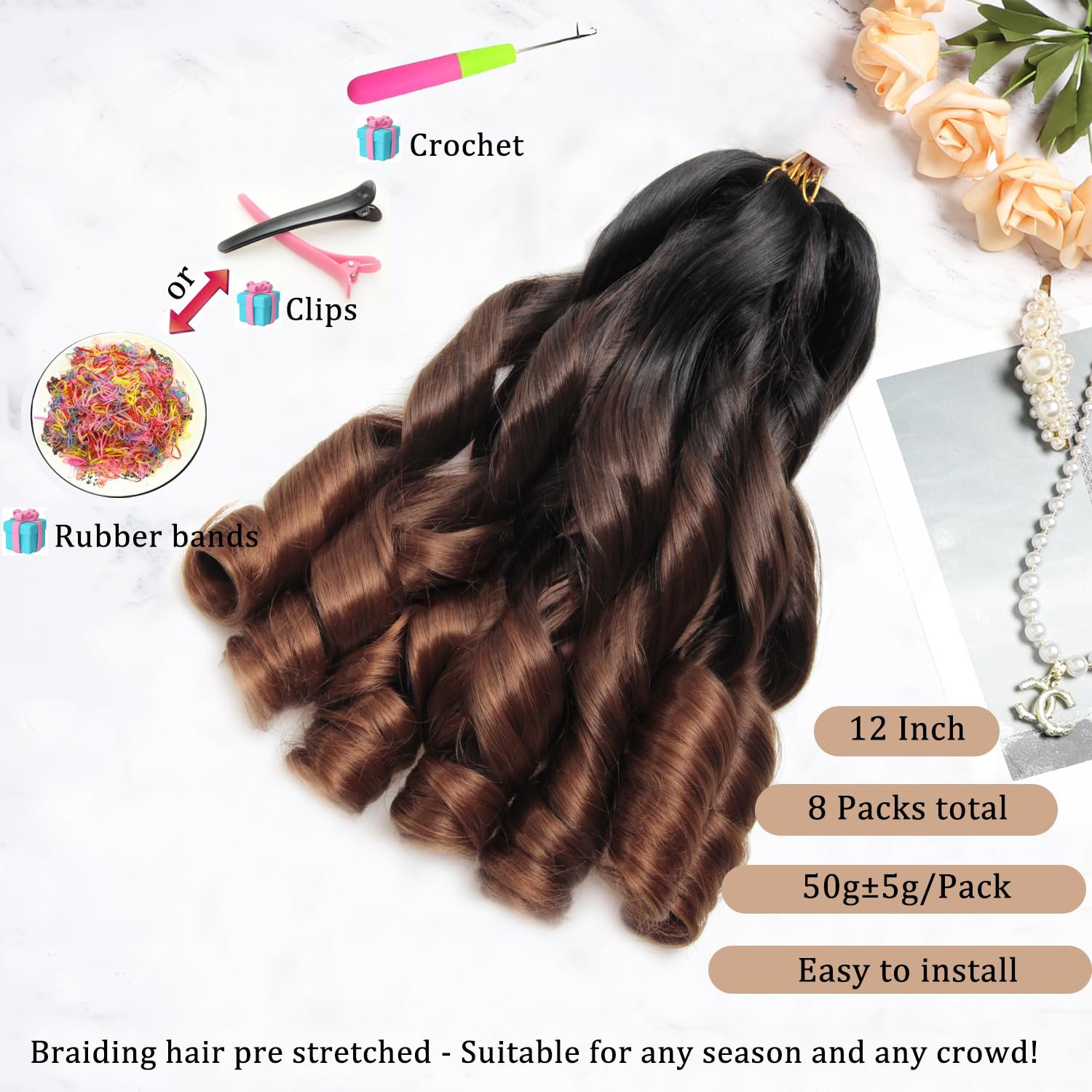 French Curl Braiding Hair 12Inch 8Packs French Curl Crochet Braids Short Curl…