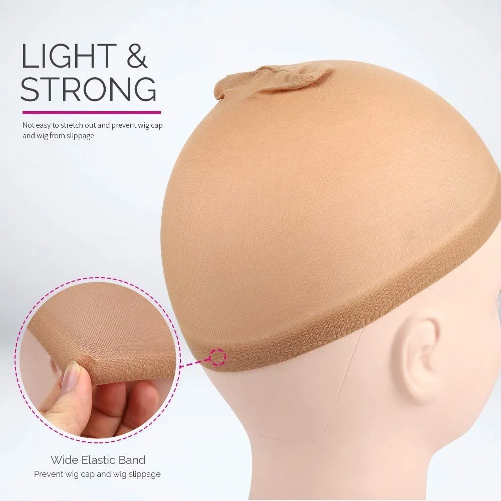 4PCS Brown Wig Caps Stretch Mesh Stocking Cap Hair Net for Wigs Weaving Women