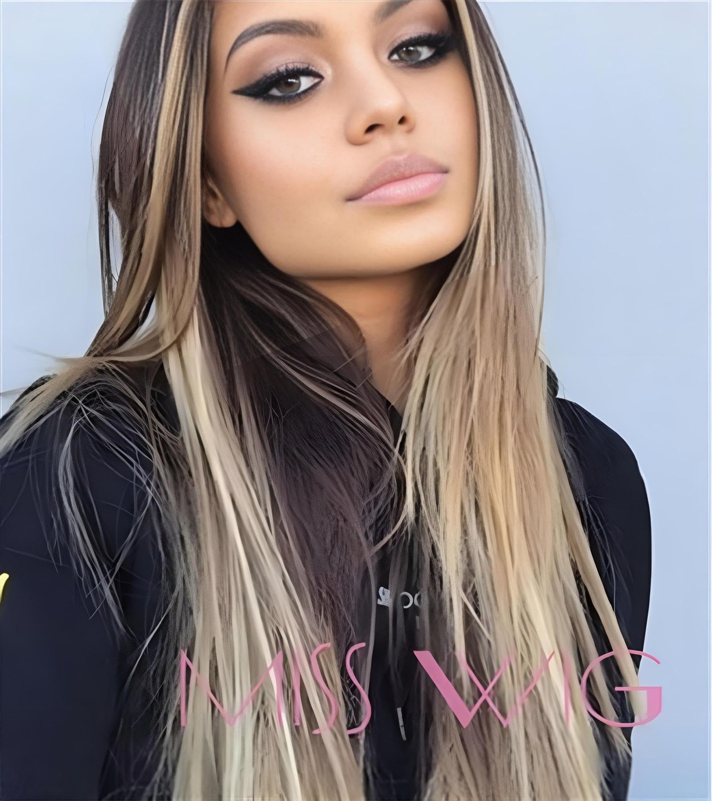 Long Ombre Brown Blonde Wig for White Black Women, Synthetic Straight Highlig…
