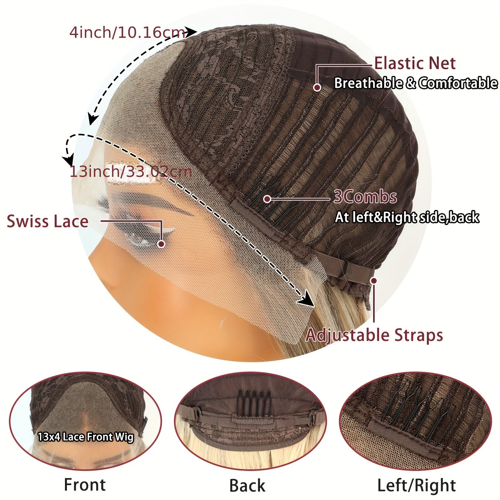 Ombre Brown Blonde Lace Front Wigs Long Straight Hair Natural Glueless Free Part