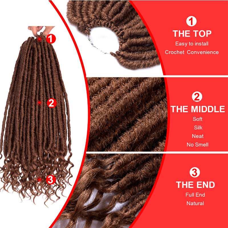 Crochet Goddess Faux Locs Dreadlock Afro Braids Hair Extension Curly Ends Ombre