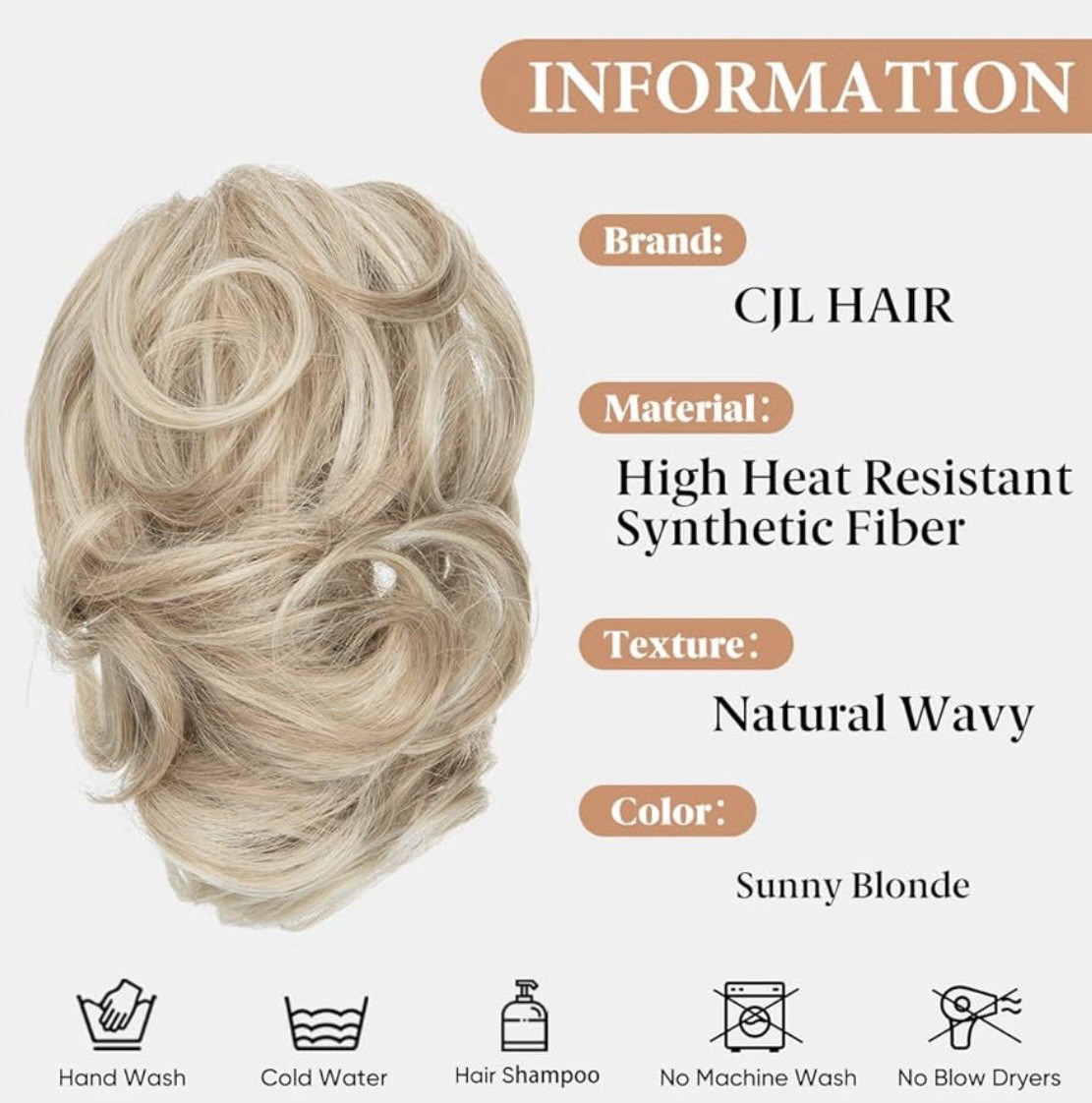 CJL HAIR Claw Clip Short Ponytail Hair Extensions, Synthetic Hair Sunny Blonde