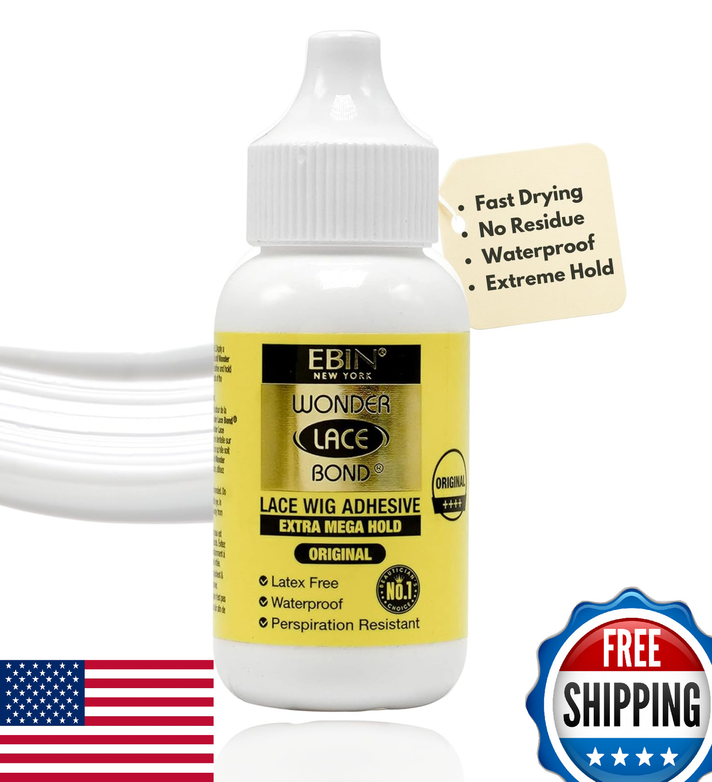 EBIN NEW YORK Wonder Lace Bond Wig Adhesive Extra Mega Hold 1.18oz/35ml Invisi
