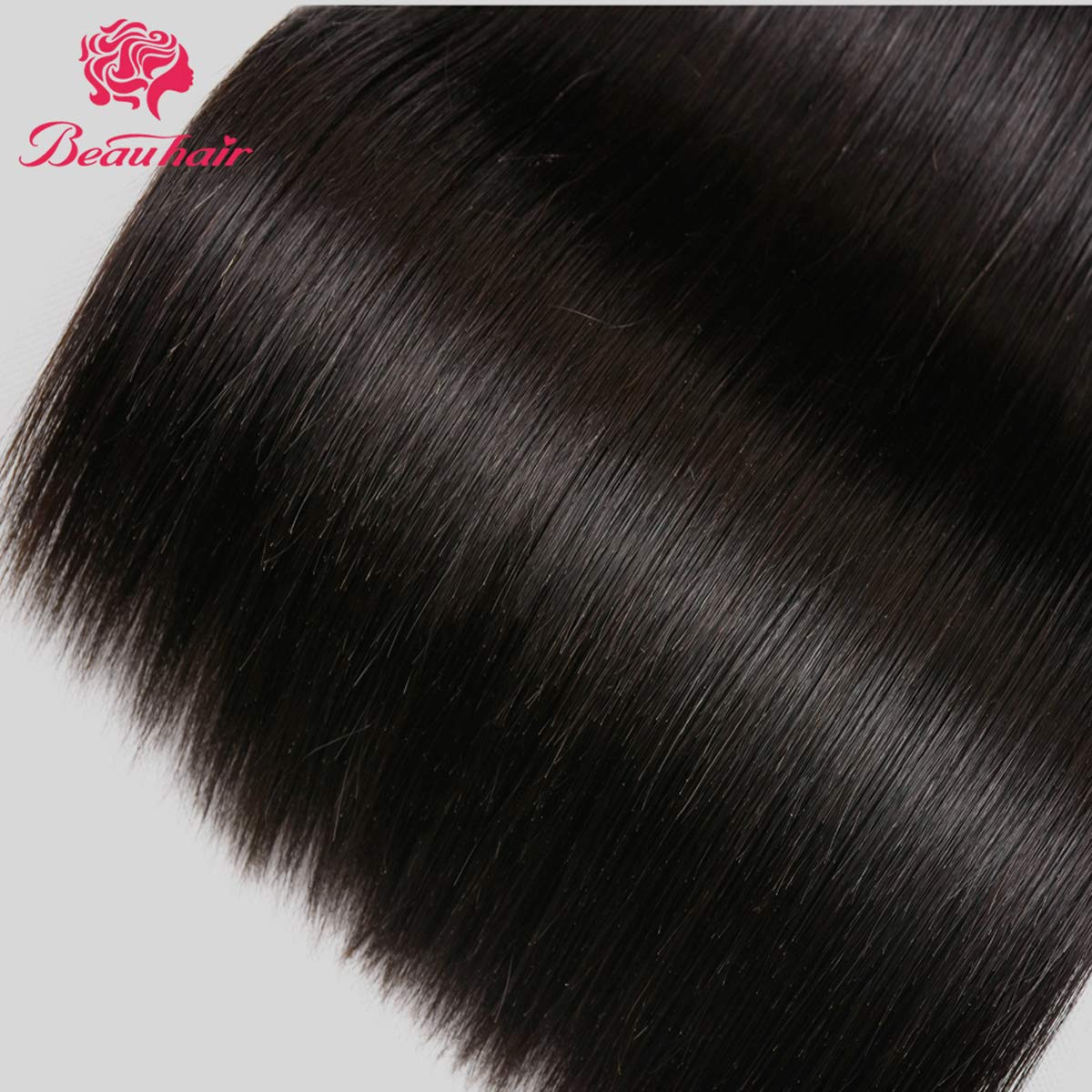 7A Brazilian Straight Hair 3 Bundles with Lace Closure (8 10 12+12 Free Part clo