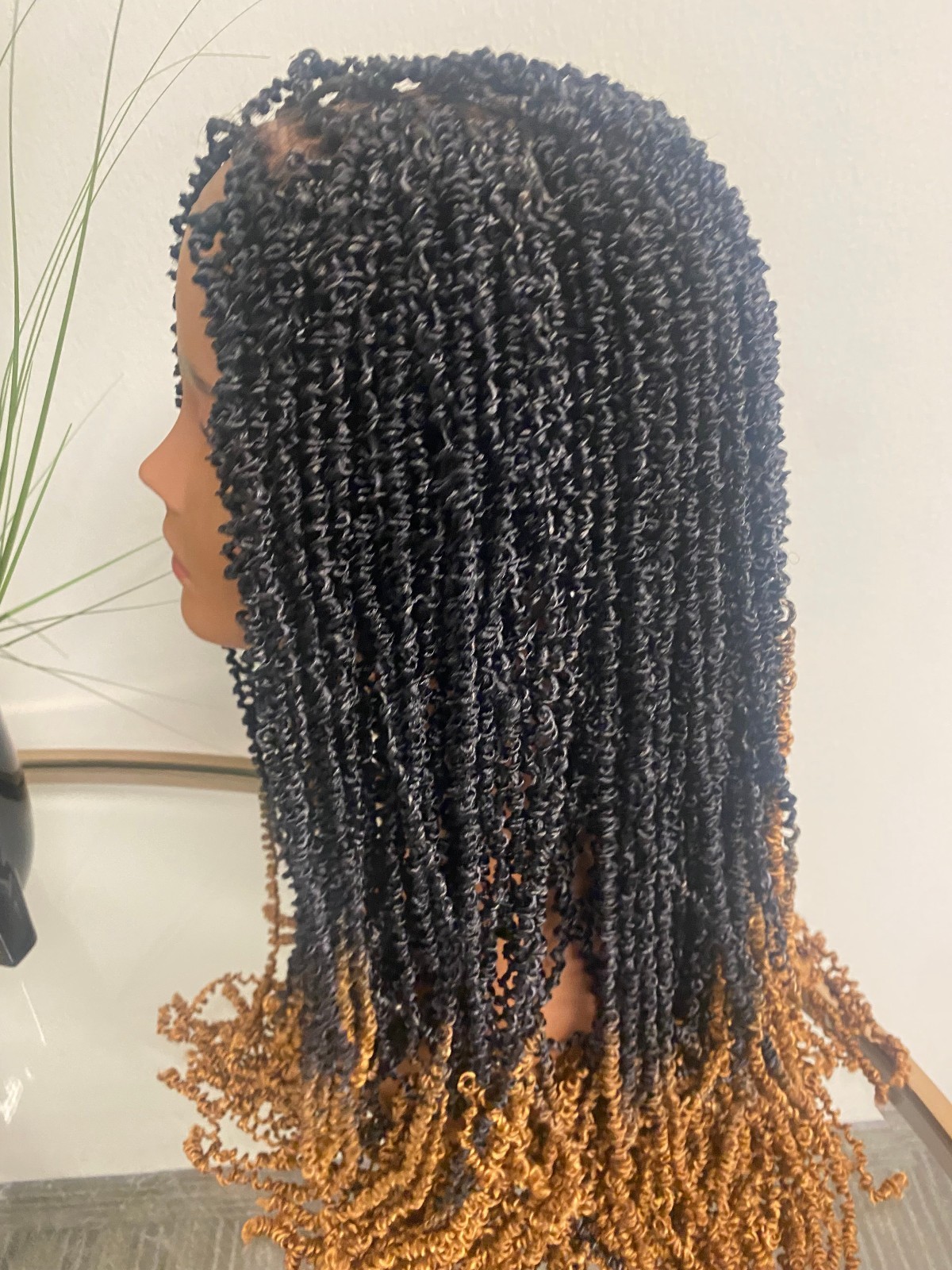 African Coily Twists Black to Gold brown fade