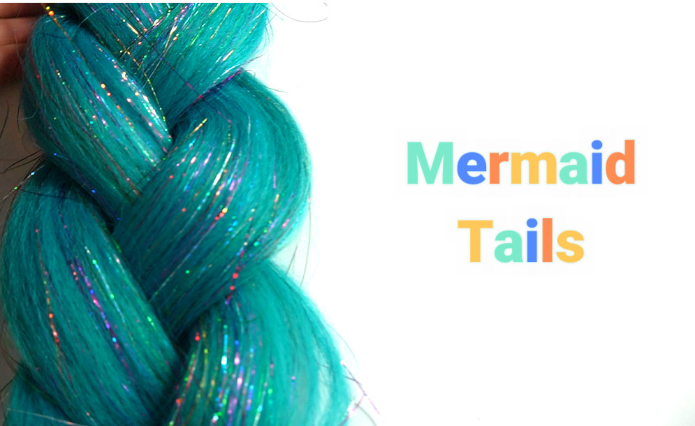 Mermaid Tails Turquoise Glittery Sparkling Tinsel Braiding Hair .28”