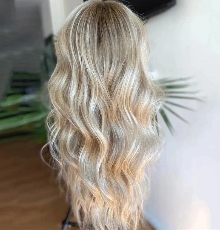 Ash Blonde Shade Root Slight Wavy Wig Brazillian Human Hair Lace Front Wig