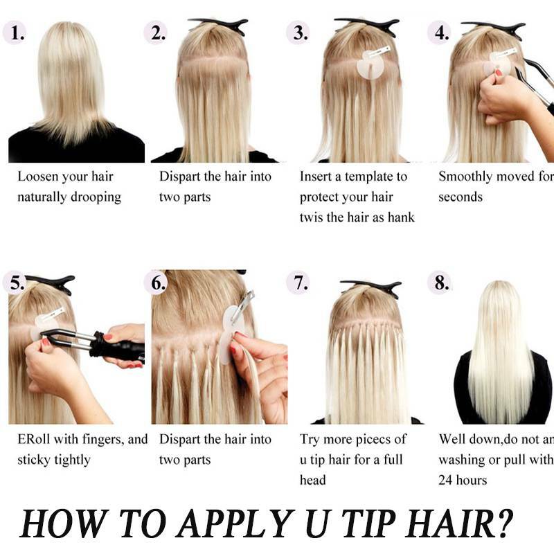 Russian 100g Nail U Tip Human Hair Extensions Remy Pre Bonded Keratin Glue/ 0.5G
