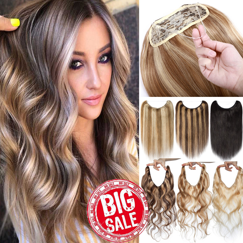 Invisible Secret Headband 100% Real REMY Human Hair Extensions Wire In Weft US