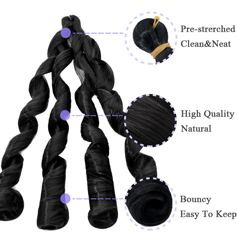 US French Curl Braiding Hair 24″ Pre-Stretched Bouncy Braiding Extensions Plaits