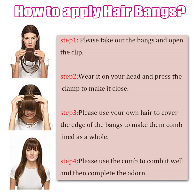 Women Real Remy Fringe Bangs Clip In Human Hair Extension Front Top Piece Blonde