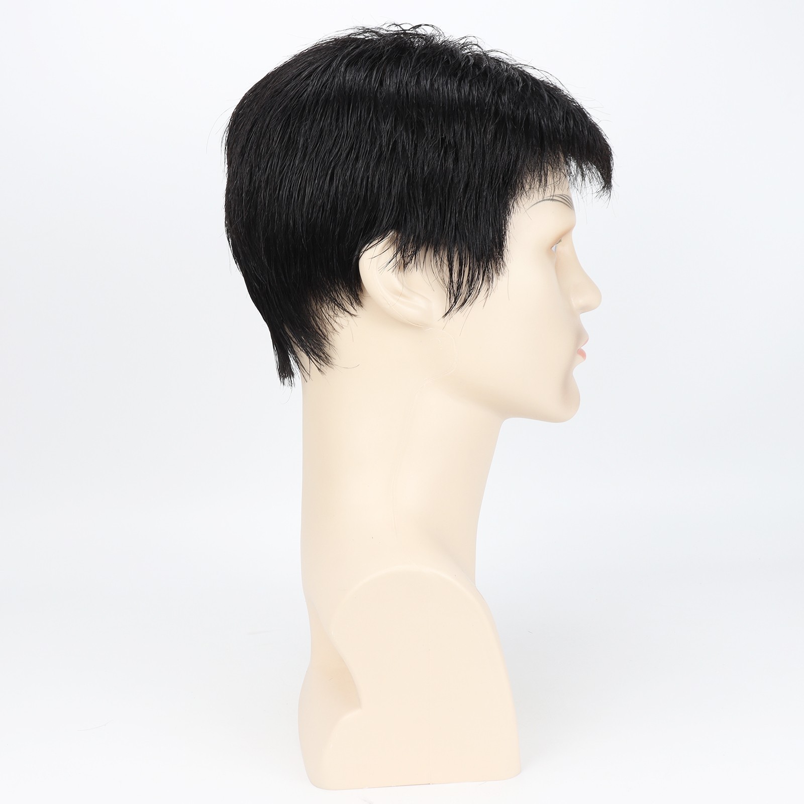 Men’s Real Human Hair Wig Black Toupee Silk Base Lace Breathable Hair For Men
