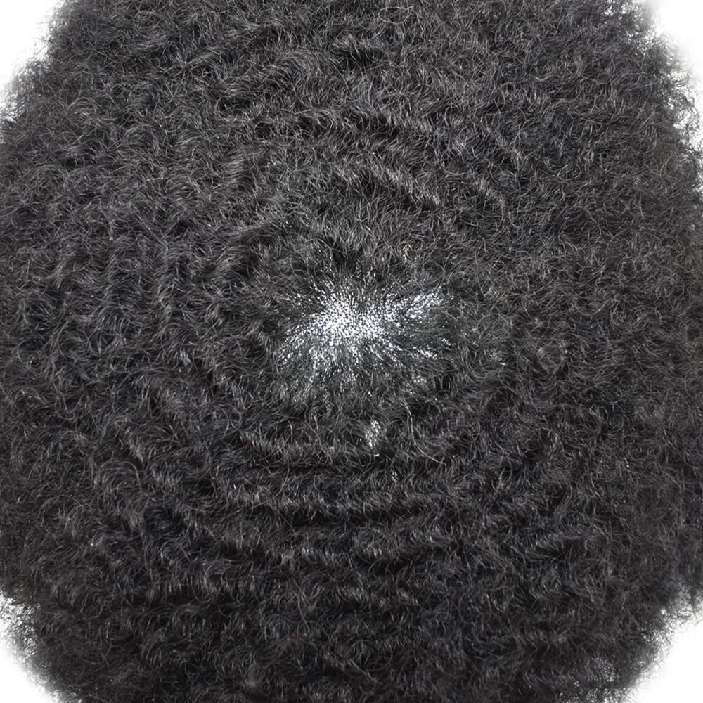 Hair Units for Black Men Afro Kinky Curly Fine Mono Lace Men Toupee Hair System