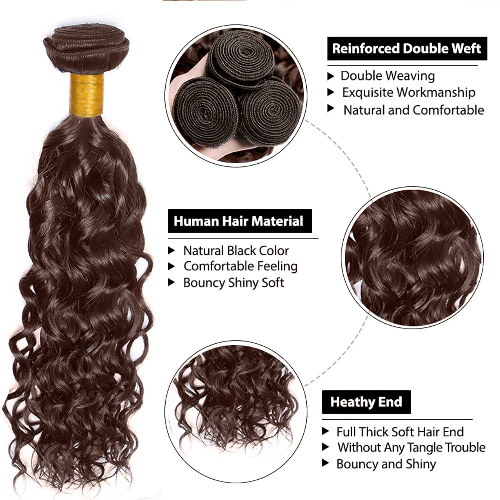 Brown Water Wave Bundles Human Hair Dark Brown Bundles Niegmeag Peruvian Virgin