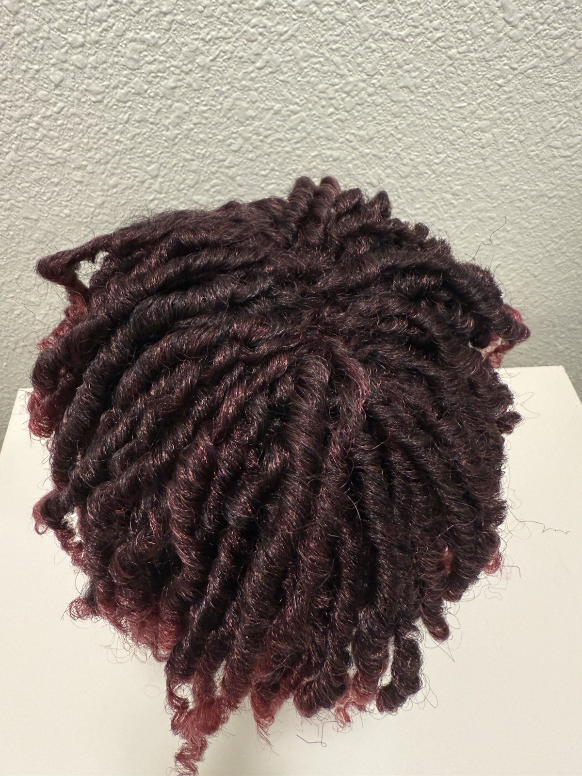 Burgundy Spiral Curl Wig Short Afro Twist Style – Synthetic Costume Cosplay Hair