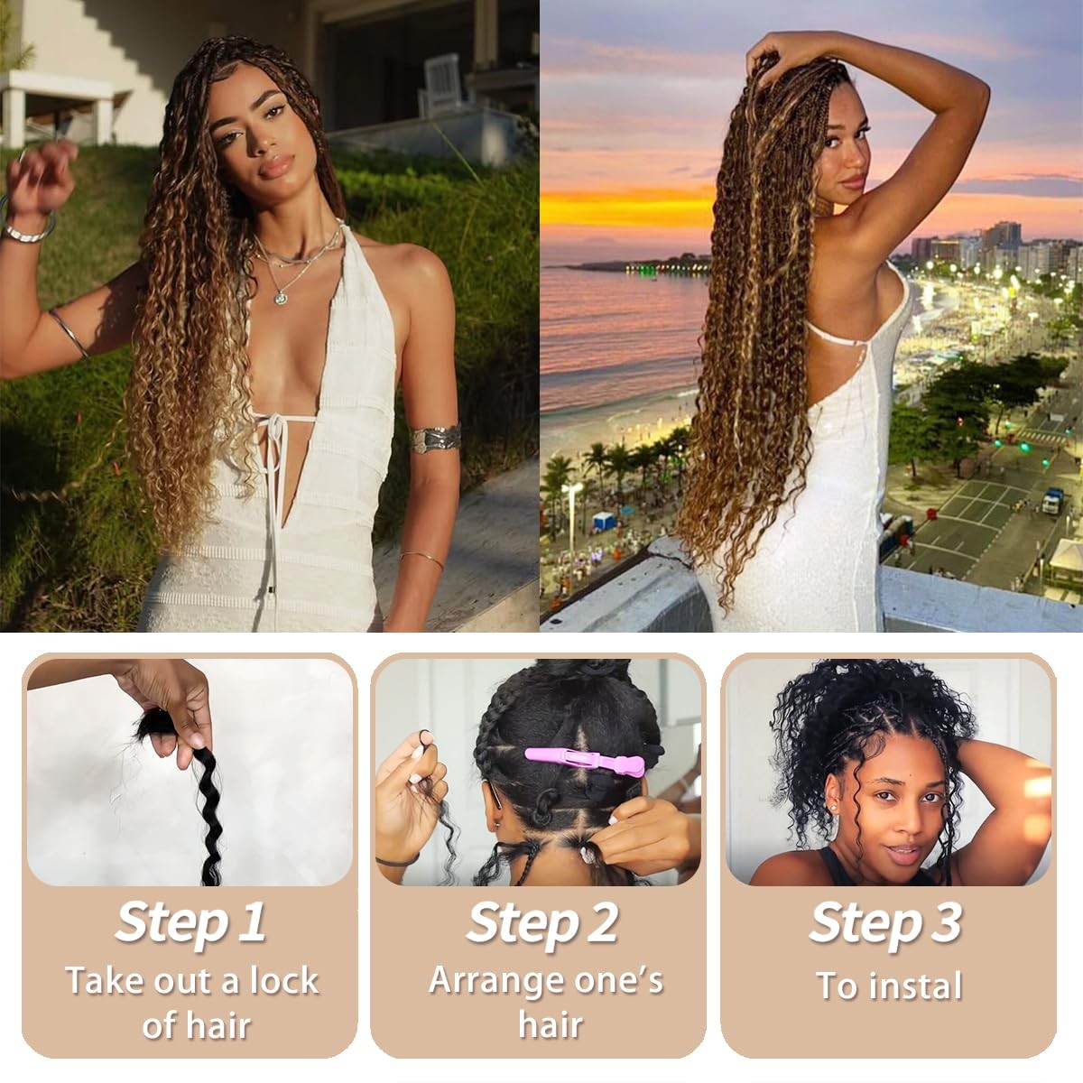 Human Braiding Hair for Boho Knotless Braids 2 Bundles 100g 20 Inch 12A Brazilia