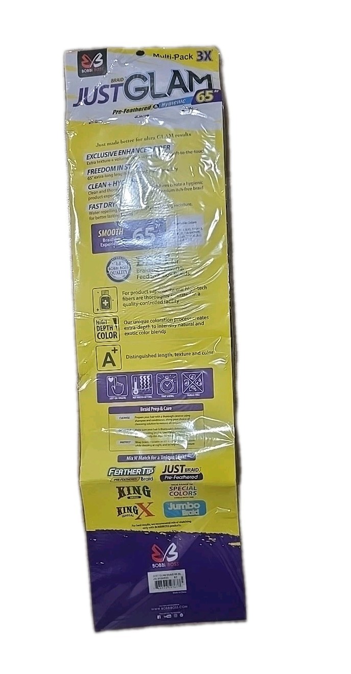 BOBBI BOSS JUST GLAM 65″ BRAIDING HAIR SUPER LONG BRAID #2 NEW 3-PACK
