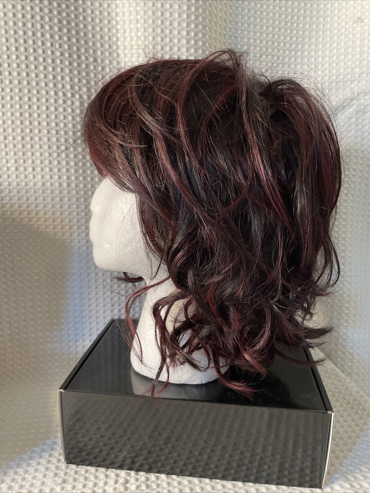 Messy Loose Curl Short Wig Synthetic Curly Bob Choppy Dark Brown Burgundy Chic