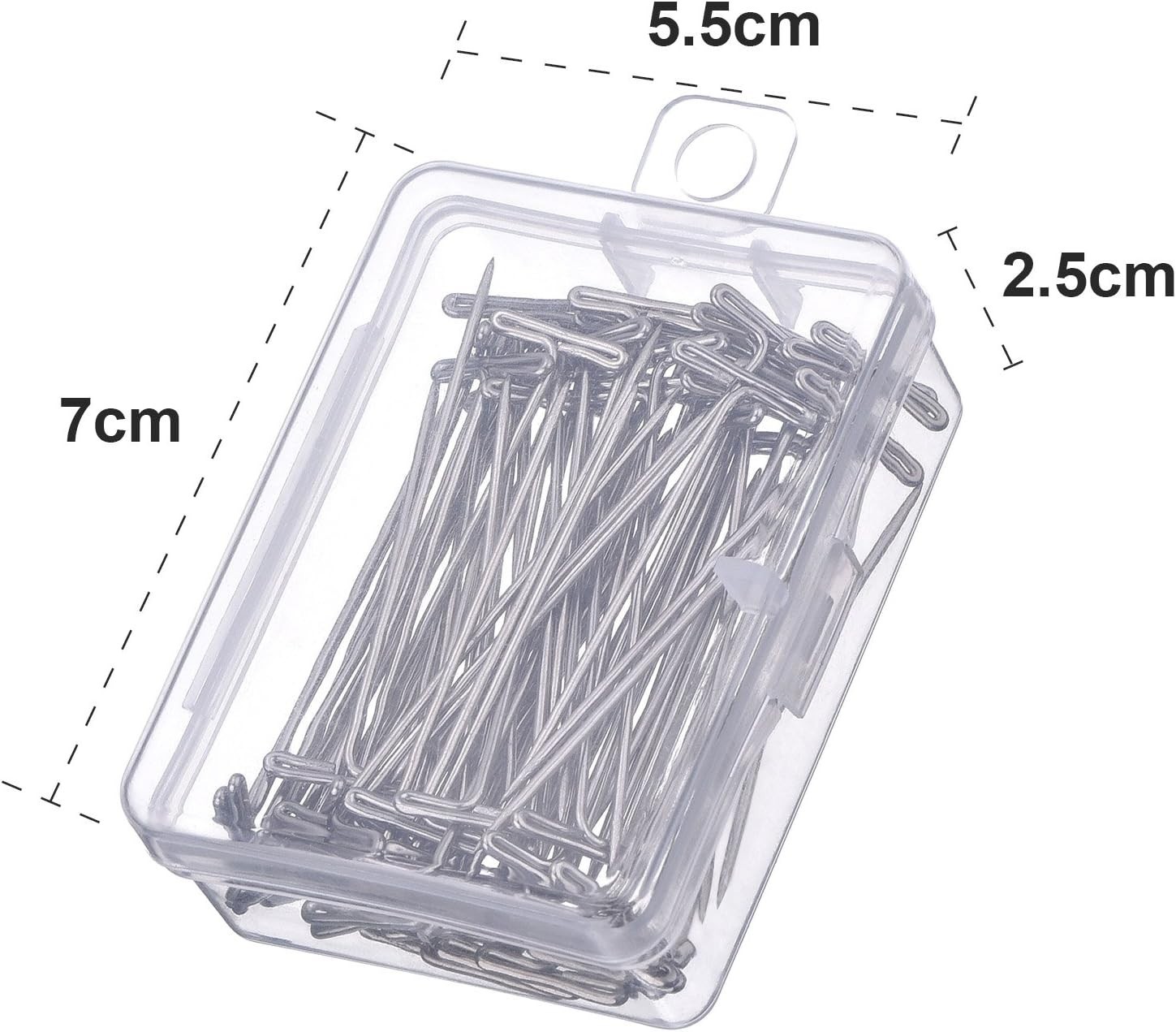 100 Pack 2 Inch Craft T-Pins in Plastic Box – Ideal for Wigs, Sewing, Crafts