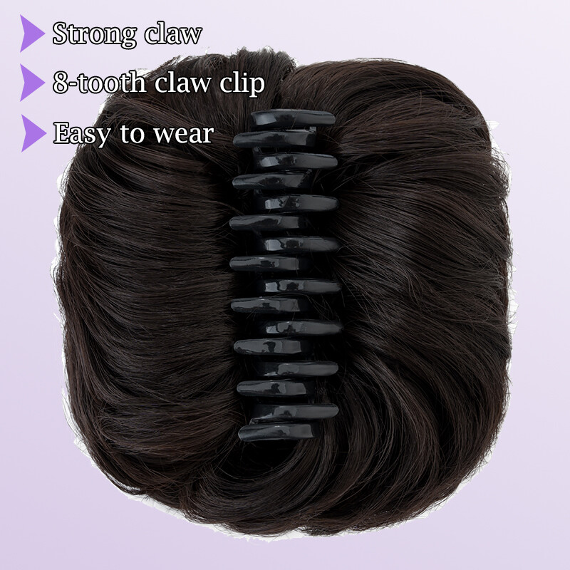 Highlight Curly Messy Bun Hair Piece Scrunchie Updo Claw Clip In Hair Extension