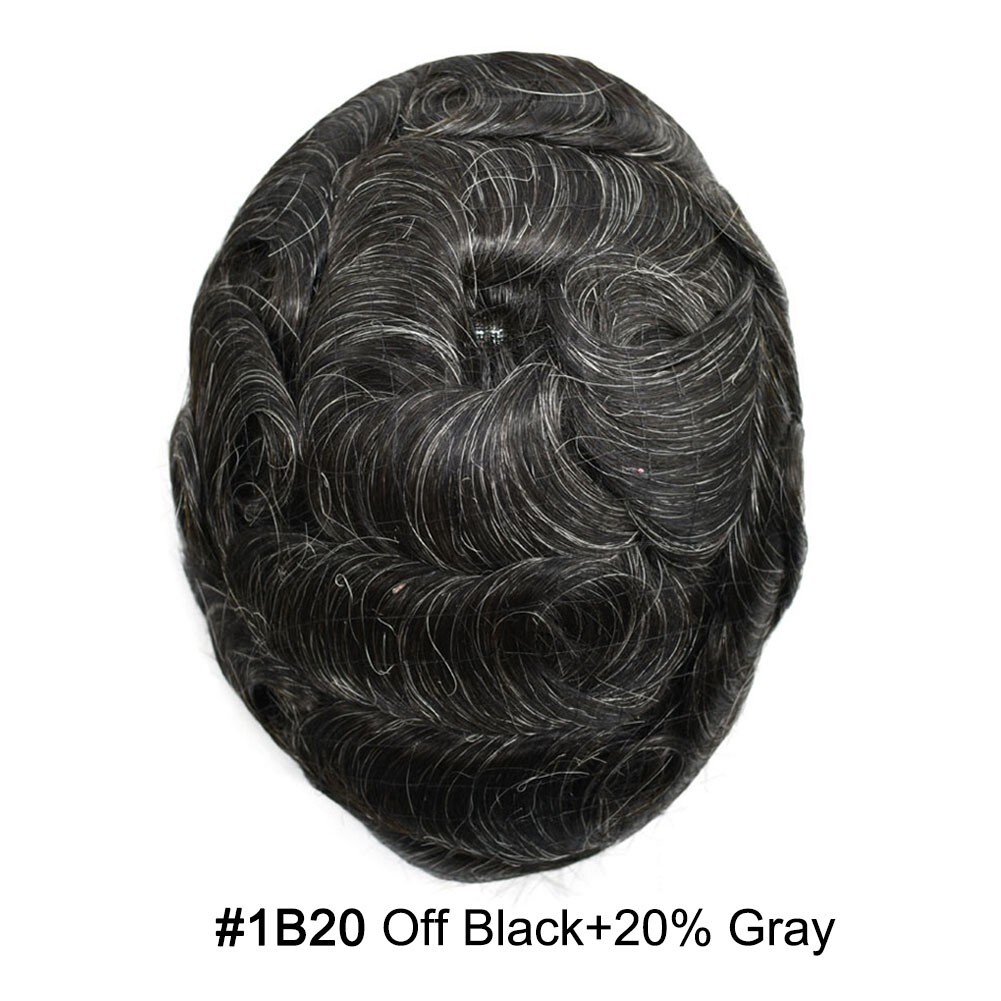 Toupee for Men Hair System Replacement French Lace Front Poly Skin PU Mens Wigs