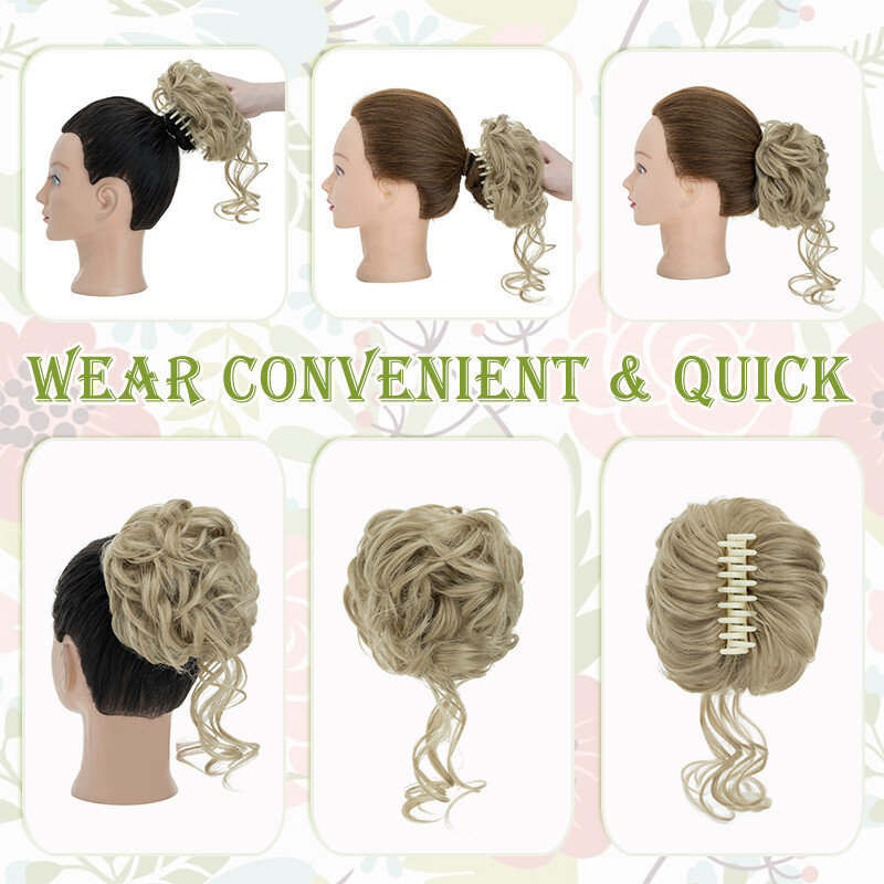 Thick Messy Bun Scrunchie Updo False Cover Curly Claw Clip Hair Extensions Women