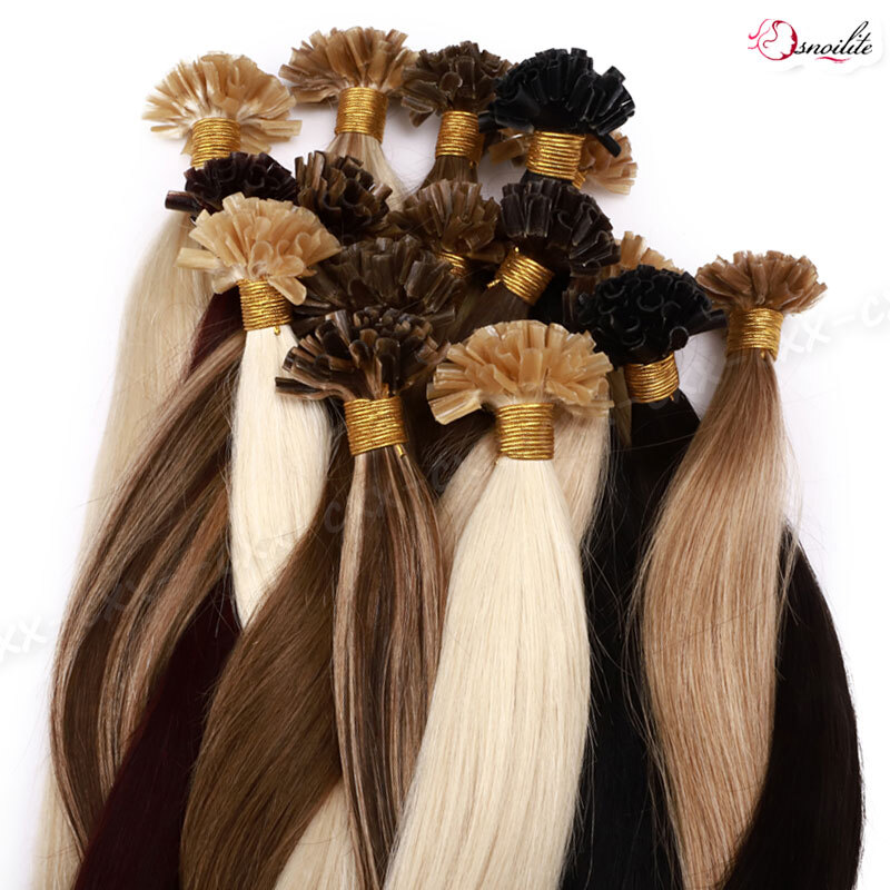 100G Pre Bonded Glue U Nail Tip Keratin Fusion Remy Human Hair Extensions 200PCS
