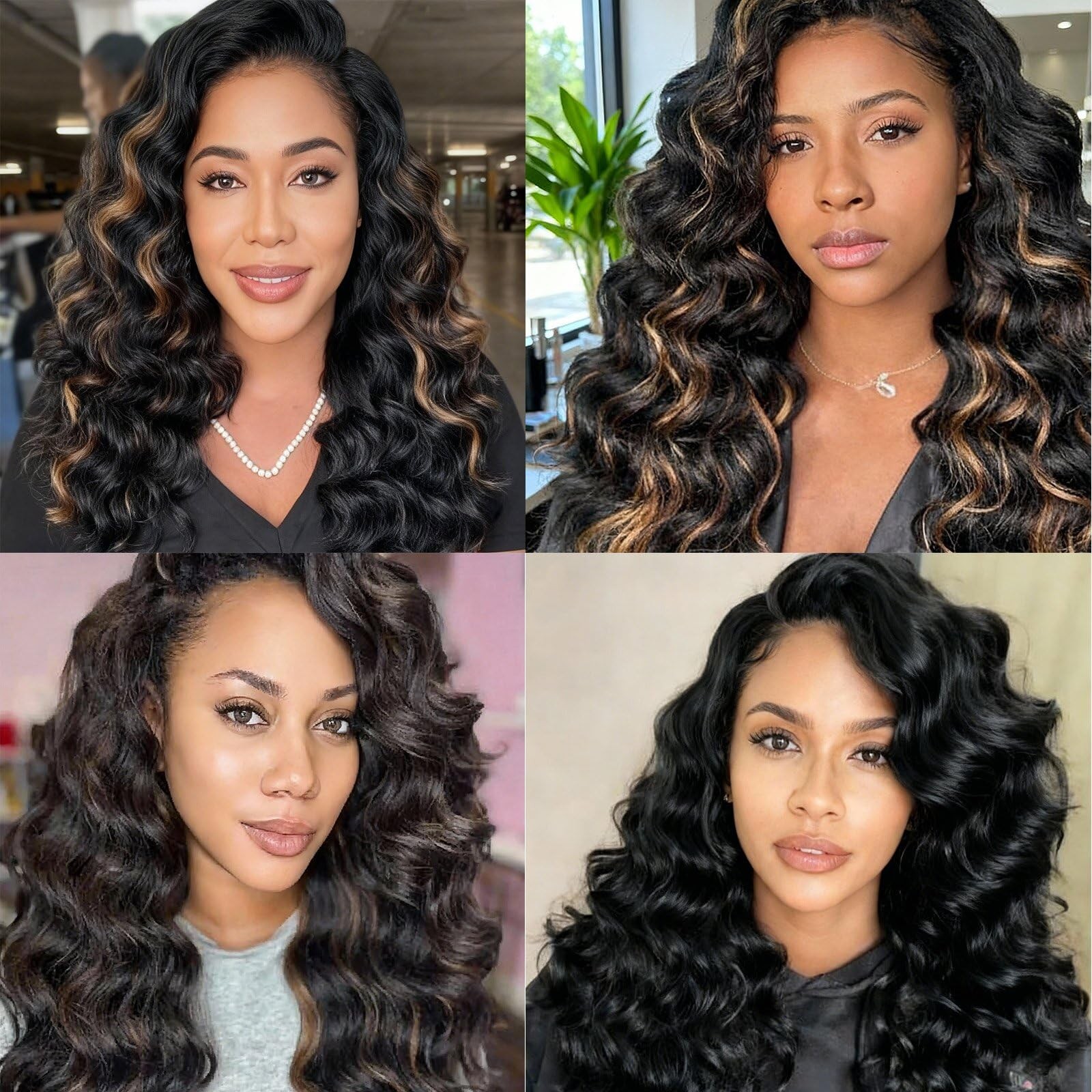 ZRQ 8 Packs Pre Looped Ocean Wave Crochet Hair 18 Inch Synthetic Braids Black…