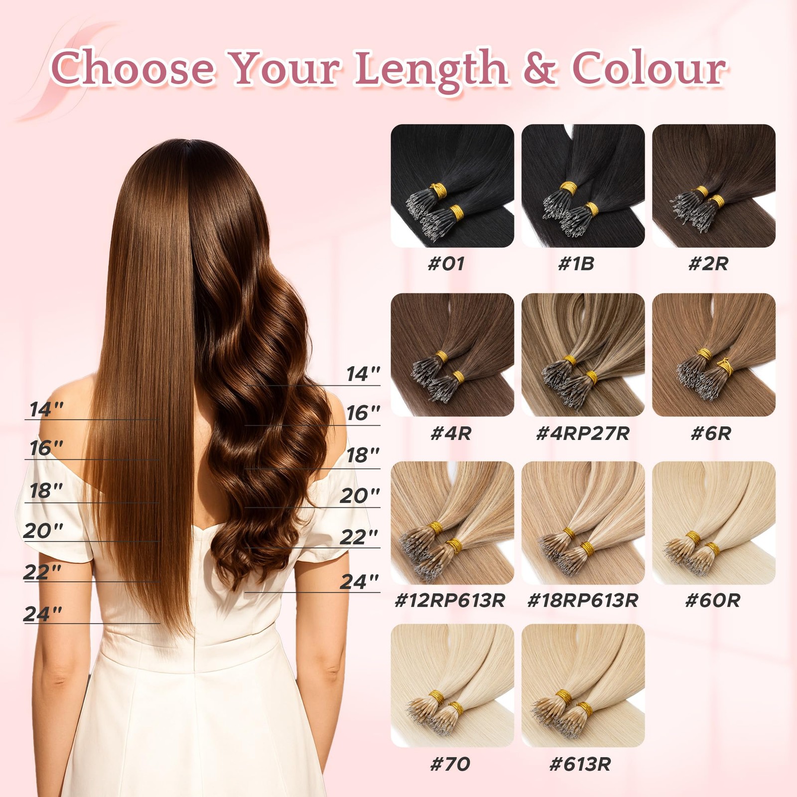 Sego Nano Tip Hair Extensions Human Hair Nano Beads Balayage Seamless Highlight